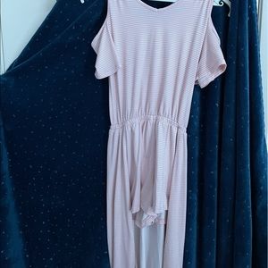 Pastel Pink with White Stripes Jumpsuit for Girls